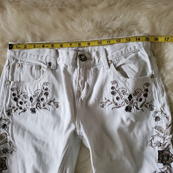 Free People One Teaspoon Lola Awesome Baggies Jeans White Distressed Size 28 - Picture 13 of 15
